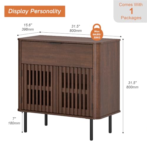 31.5" Tall Modern Sideboard Buffet Cabinet with Storage, Walnut