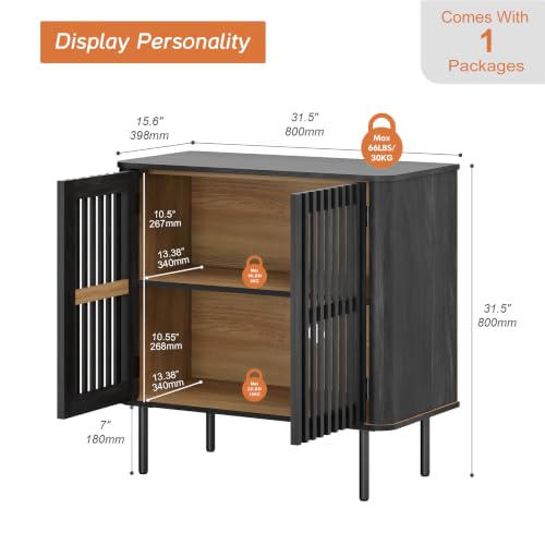 31.5" H Sideboard Buffet Cabinet with Adjustable Shelf, Black