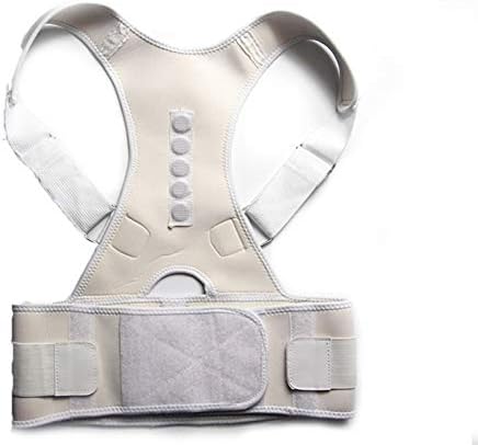 DSMYYXGS Adjustable Magnetic Posture Corrector Corset Back Brace Back Belt Lumbar Support Straight Corrector for Men Women S-XXL (Color : White, Size : Small)