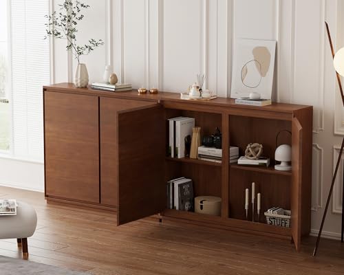 39"Real Wood Veneer Narrow Sideboard Buffet,Entryway Storage Cabinet