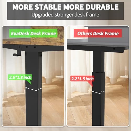 55 x 30 Inch Electric Standing Desk with 2 Drawers, Adjustable Height Widened Stand Up Desk with Storage, Sit to Stand Ergonomic Workstation for Home Office, Rustic Brown