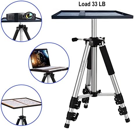 SKERELL Projector Stand Tripod Adjustable: Universal Laptop Standing Height from 17" to 48" with Tray Ball Head Carry Bag for Computer Camera