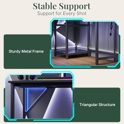 53" L Shaped Gaming Desk Reversible Corner Desk for Home Office
