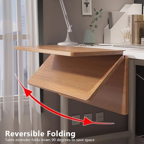 Wood Foldable Desk Extender Tray,Large Size Clamp-on Keyboard Tray,Table Mount Shelf Armrest Support for Home Office Dorm Floating Table(70x24cm(28x9inch), Wood A)
