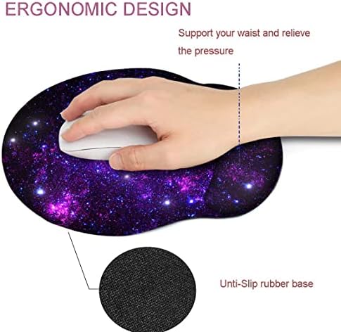 RICHEN Memory Foam Mouse Pad with Wrist Support,Ergonomic Mouse Pad with Wrist Rest,Non-Slip Rubber Base for Computer Laptop & Mac,Lightweight Rest for Home,Office & Travel (Purple Starry)