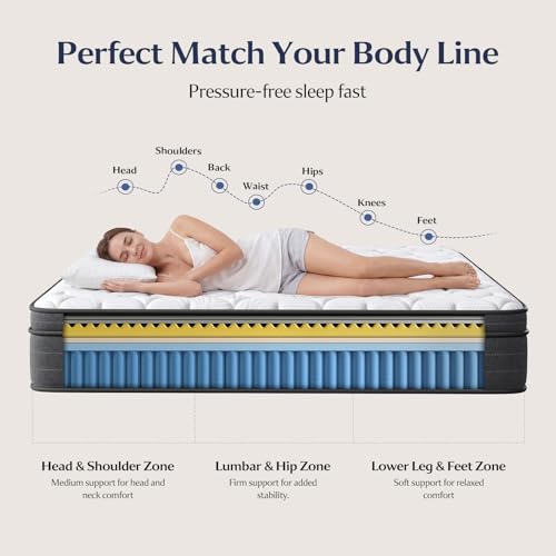 12 Inch Queen Hybrid Mattress in a Box, Medium Firm, Gray