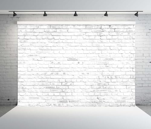 17x10ft Fabric White Brick Wall Texture Backdrop Abstract Old White Brick Stone Wall Background for Photoshoot Home Decor Party Decorations Photo Booth Props - size: 17x10FT