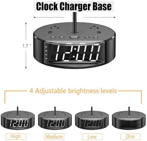 Touch Control Nightstand Light Bedside Table Lamp with USB C Charging Ports Alarm Clock 3 Way Dimmable Lamp for Bedroom Living Room Home（Gray） Thanksgiving Gifts