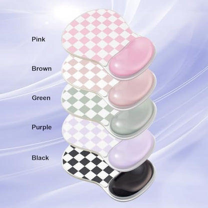 Checkered Mouse Pad with Gel Wrist Rest Support, Ergonomic Cooling Mousepad