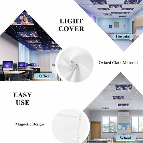 1 Pcs Fluorescent Light Covers for Ceiling Lights,Christmas Squirrel Winter Snowflake,Magnetic Light Filters Drop Fluorescent Lights Shade for Office Xmas Ball Dark Blue