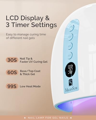 MelodySusie Cordless Nail Dust Collector White with Rechargeable UV LED Nail Lamp P-PLUS30G Blue