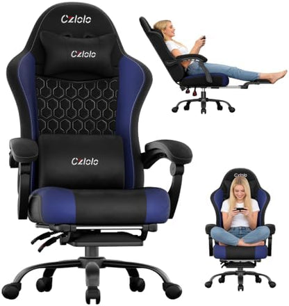 Czlolo Fabric Big and Tall Gaming Chair with Extended Footrest