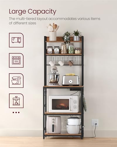 Bakers Rack with Power Outlet, 23.6 Inches Microwave Stand
