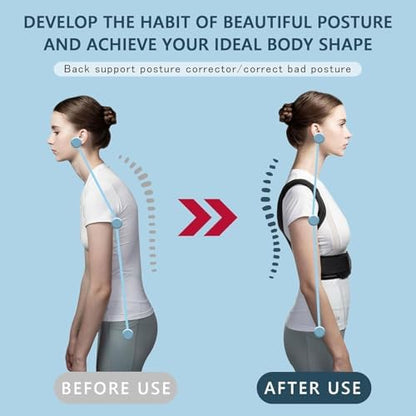 Back Brace Posture Corrector, Adjustable Posture Back Brace, Men/Women back posture corrector, Upper and Lower Back Pain Relief - Scoliosis, Hunchback, Spine Corrector (M)