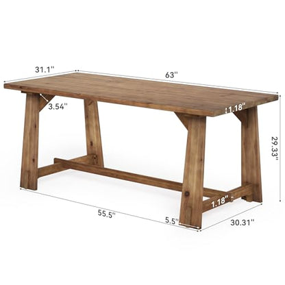 63" Long Large Wood Desks, Farmhouse Office Desk