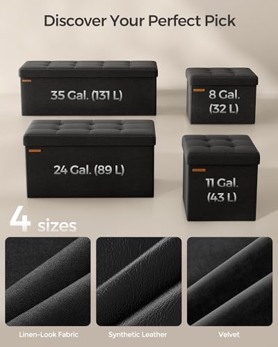 Small Folding Storage Ottoman, 15.7 x 12.2 x 12.2 Inches