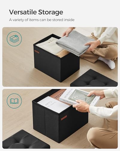 Small Folding Storage Ottoman, 15.7 x 12.2 x 12.2 Inches