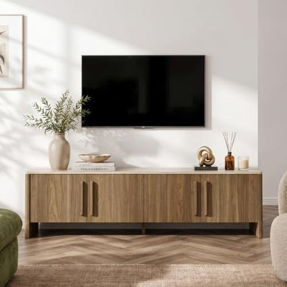 71" Mid Century Modern TV Stand with 4 Doors