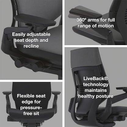 Steelcase Gesture Office Chair, Carpet Floors, Graphite Gray