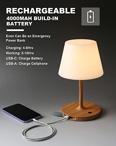 WEILAILUX Outdoor Table Lamp, Shower Lamp Waterproof (Wood Grain H9.6in)