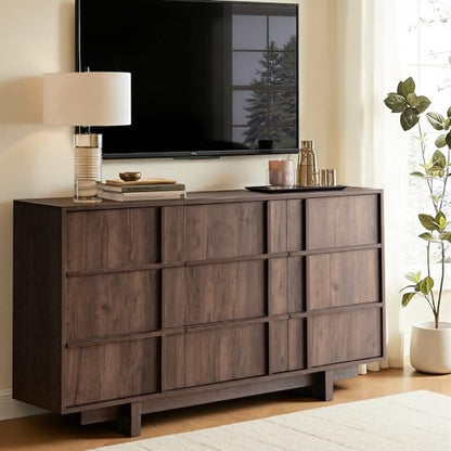 55" Wide 9 Drawer Dresser for Bedroom, Skeleton Line Design
