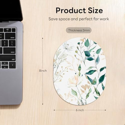 Oval Mouse Pad 6x8in Non-Slip for Laptop,Leaves
