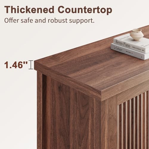 55" Fluted Sideboard Buffet Cabinet with Storage,Walnut