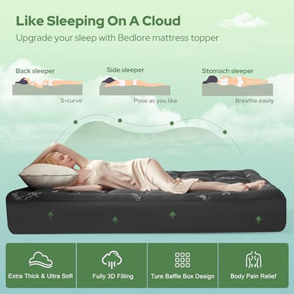 Twin Mattress Topper, Thick Pillow Top Mattress Pad