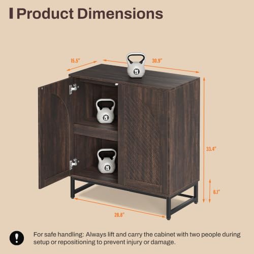 Fluted Sideboard Buffet Cabinet with Storage,Walnut