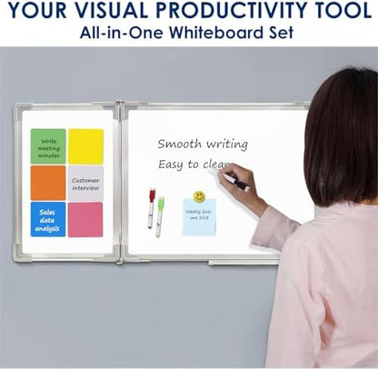 Whiteboard Set, 47x18 in White Board Dry Erase for Wall with Magnetic Notes