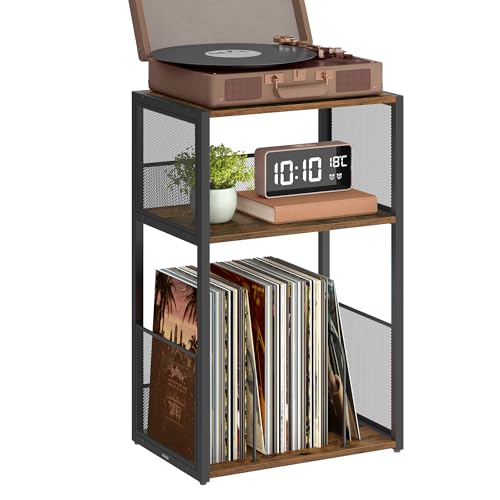 3-Tier Record Player Stand, Vinyl Record Storage up to 100 Albums