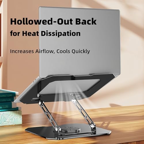 Laptop Stand for Desk - Ergonomic All Metal Computer Riser, 360° Rotating & Adjustable & Foldable, with Large Hollow Cooling, Stable Holder for MacBook, Dell, HP, Notebook(10-17"), Wht