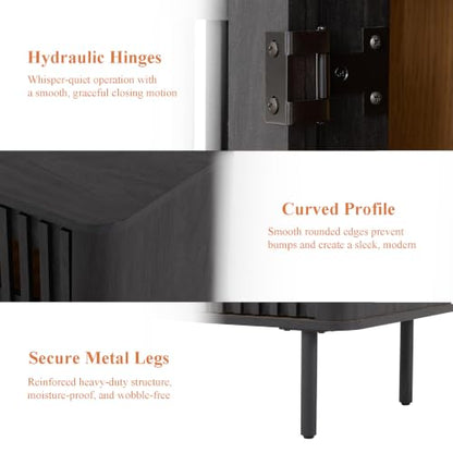 31.5" H Sideboard Buffet Cabinet with Adjustable Shelf, Black