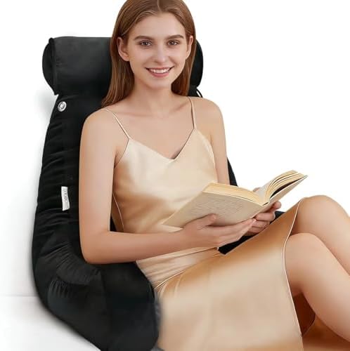 Reading Pillow for Adults Sitting Up in Bed, Backrest with Arms