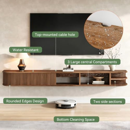 71" Floating TV Stand Up to 90'' TVs, Solid Wood Media Console
