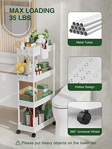 Slim Rolling Storage Cart - 4 Tiers Bathroom Organizer Utility Cart