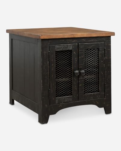 Signature Design by Ashley Storage End Table, Farmhouse Rustic, Black/Brown