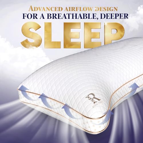 Royal Therapy Queen Memory Foam Pillow, Adjustable Shredded Odor-Free Cut-Out Bed Pillow for Neck & Shoulder Pain Relief, Breathable Support for Back, Stomach, Side Sleepers, BioForm