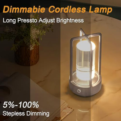 Rechargeable Table Lamp Cordless, Portable Metal Table Lamp