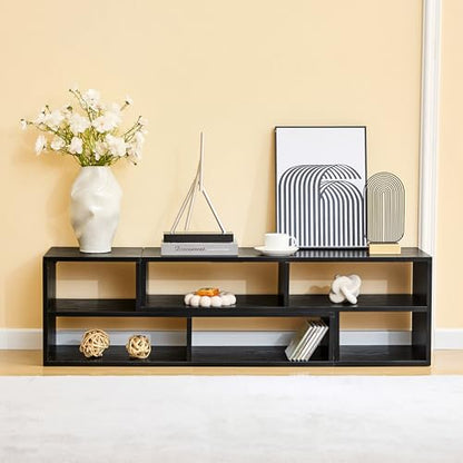 Modular TV Stand with Open Storage, Adjustable Media Console, Black