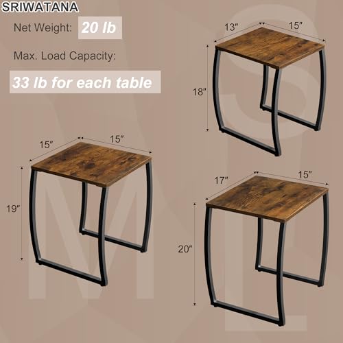 Nesting Tables, Vintage Side End Tables Living Room, Coffee Snack Table Set of 3