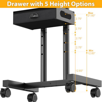 Rolling TV Stand with Drawer for 32-75 Inch TVs, Adjustable Storage Shelf