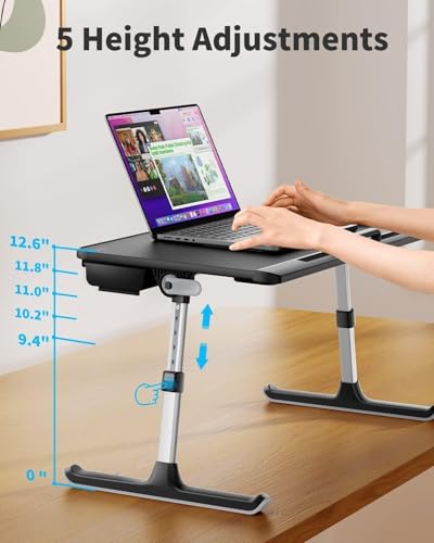Laptop Bed Tray Table - Adjustable Lap Desk for Couch (Dark Black)