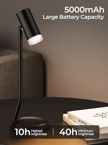 PESUTEN Cordless Table Lamps, Battery Operated Portable Table Light with Magnetic Adjustable Angle Head, 5000mAh Rechargeable Lamp with CCT Dimming for Patio Party Restaurant Dining Home 2 Packs
