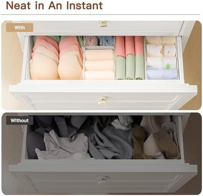 Criusia Drawer Organizer Clothes, 10 Pack Dresser Organizer for Baby Clothes, Underwear, Sock- Foldable Closet Organization and Storage Dividers Bins for Nursery, Bedroom (Oatmeal)