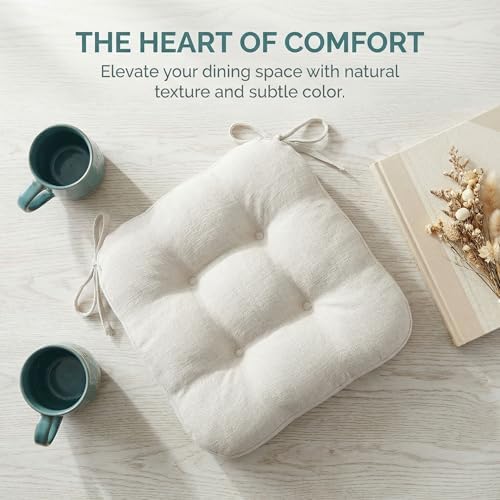 baibu 2-Layer Dining Chair Cushions, 4 Pack, 16.5 x 16.5 x 3.5 in, White