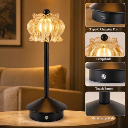 Rechargeable Cordless Table Lamp,Portable LED Desk Lamps,Black