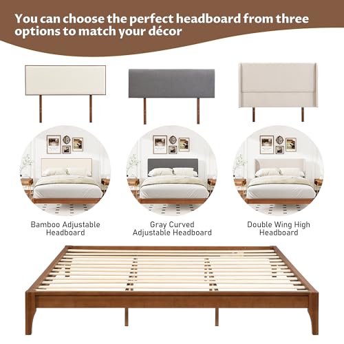 Modern Bamboo Japanese Joinery Queen Bed Frame, Tools Free, Brown