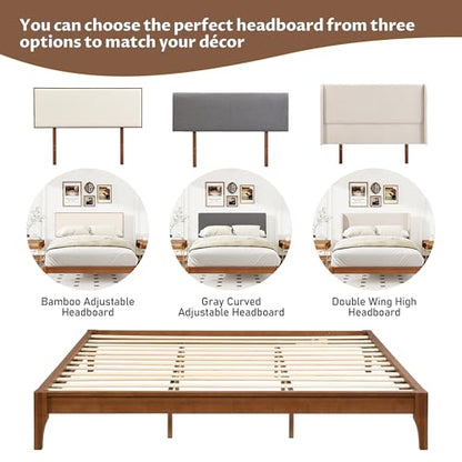 Modern Bamboo Japanese Joinery Queen Bed Frame, Tools Free, Brown