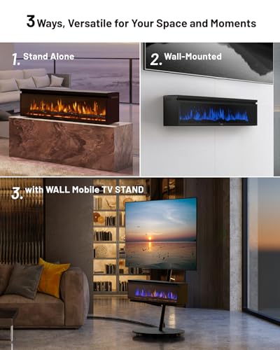 FLAMEBAR Freestanding Electric Fireplace, 40 Inch Wide, Modern Design